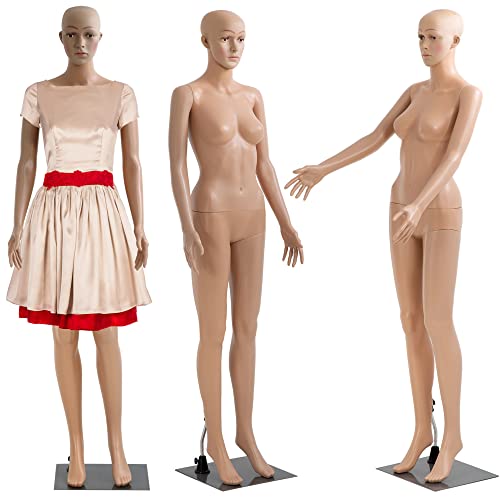 Female Mannequin Full Body Dress Form Sewing Dress Model Stand Adjustable Dress Mannequin 69" Realistic Detachable Manikin Body Display Head Rotation Manikin Torso Stand W/ Metal Base #TOP7
