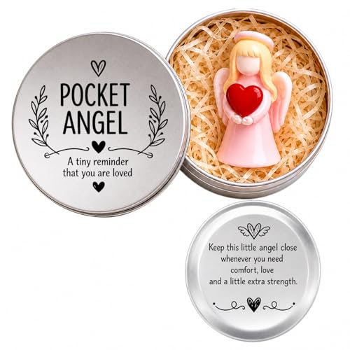 Image of Virelle Pocket Angel Gift in Tin Box, Resin Guardian Angel Figurine, Encouragement Spiritual Gift for Women Men, Small Tin Keepsake