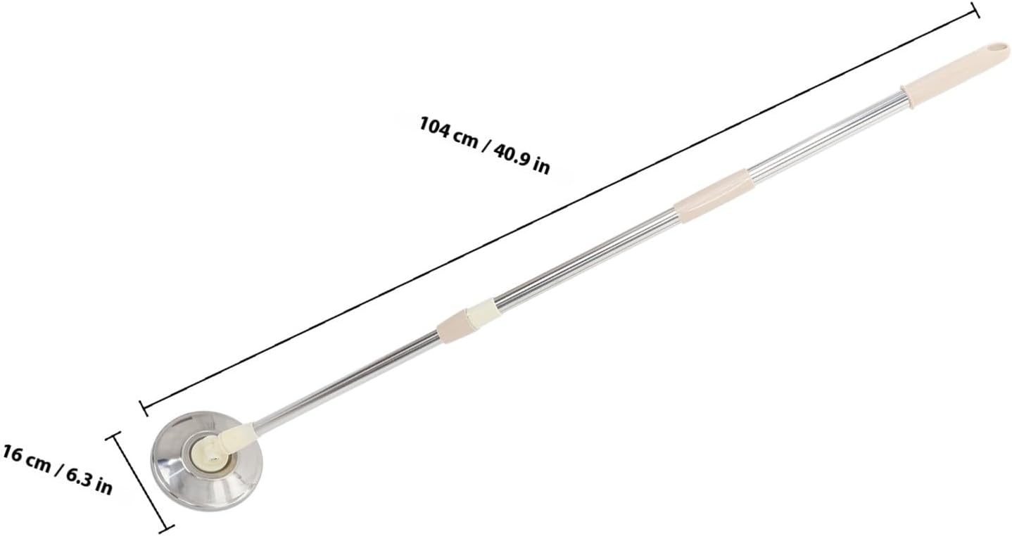 Stainless Steel Mop Handle Replacement Pole with Rotating Plastic Disc Telescopic Khaki Mop Stick for Floor Cleaning for Home and Commercial Use