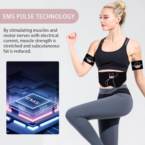 EMS Gerät für Gesäß- und Hüfttraining, Elektrischer Gesäßtrainer mit 2 Muskelstimulator für Arme und Beine, Smart EMS Trainingsgerät für Formen und Straffen der Gesäßmuskeln, 10 Modi & 30 Intensitäten