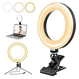 💡【360 ° Rotation + Mini-Stativ】2 Kombiniertes Design, Schreibtischringlicht oder Klemmringlichtdesign, sodass Sie das Ringlicht an jeder gewünschten Position verwenden können. Legen Sie es auf den Schreibtisch, klemmen Sie es an Ihren PC, Tisch oder mehr. Dieser Lichtring ist die ideale Wahl für Sie!
