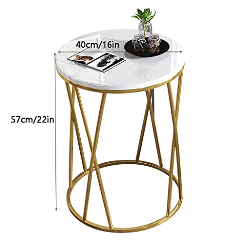 Petite table de salon circulaire marbre et or guéridon chic doré