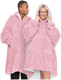 GC GAVENO CAVAILIA Fluffy Oversized Sweatshirt, Thermal Hoodies Blanket, Fleece Blanket Jumper Adult, Teddy Snuddie Hoodie, Blush Pink Snug Hoody