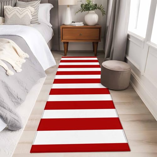 Tapete corredor 2x6 pies rojo con franjas antideslizante miniatura 4