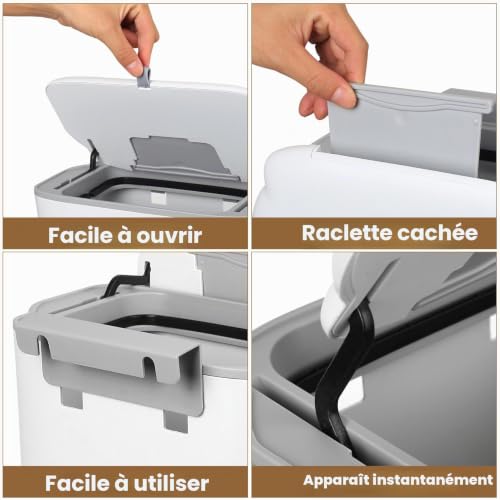 Hmkesoteric 2,6 GallonsPoubelle Suspendue Pliable, Petite Poubelle Cuisine sous Evier, Poubelle Suspendue Cuisine avec Couvercle pour Placard de Bureau Chambre Salle de Bain Camping Voiture – vue 5