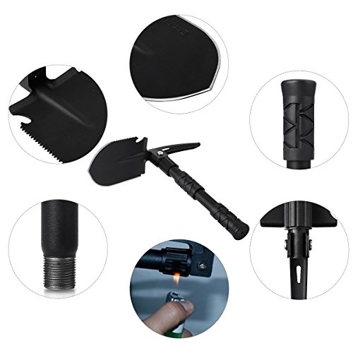 Foto von CHINLIN 409 - Multfunktionaler mini Klappspaten Schaufel mit Tasche ( Schaufel, Hacke, Messer, Pickel, Flaschenöffner, Säge für Garten, Camping, Reisen, Wandern, Notfall, Bergsteigen)