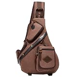 AONIJIE Canvas Crossbody Sling Backpack,Multi-pockrt Shoulder Chest Bags Casual One Strap Daypacks f