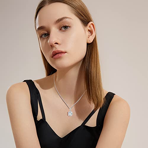 Touch Heart 1 Ct Moissanite Pendant Necklace For Women 925 Silver Pendant Necklace, Simulated Diamond F Color Vvs1 Clarity, Solitaire Pendant Necklace, 16-Inch Chain & 2-Inch Extender #TOP2