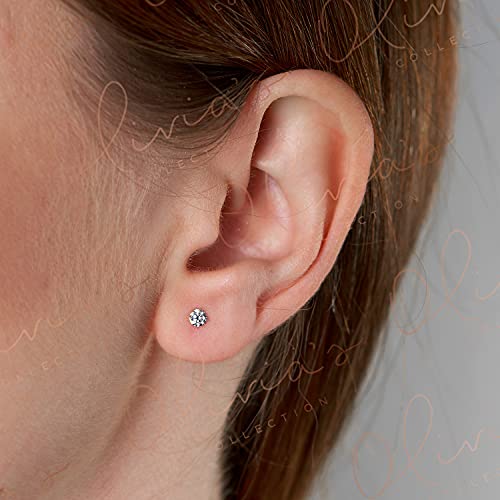 14K White Gold Lsb Stud Earrings 3Mm #TOP2