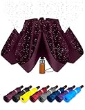 Inverted Umbrella Windproof Automatic Lightweight - Large Canopy with Compact Folding Umbrellas for Rain, Travel Auto Open and Close, Strong Reverse Umbrella, Burgundy