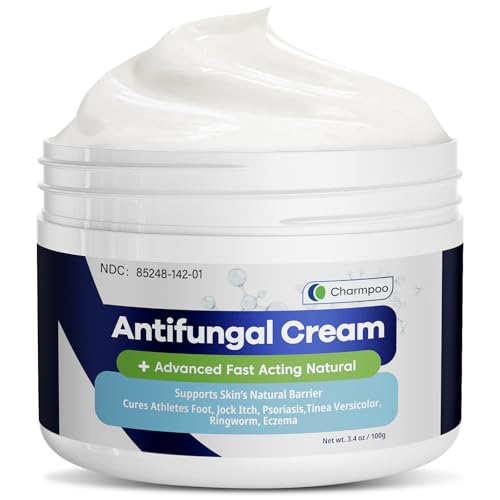 CHARMPOO Anti fungal Cream for Skin: 3-in-1 Antifungal Cream Advanced Fast Acting Formula for Feet Body Groin - Athletes Foot Treatment and Jock Itch Ringworm Treatment for Humans 3.4 oz (100g)