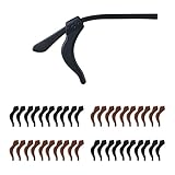 Gdnmpat 20 Pairs Glasses Grips - Anti-Slip Holder, Soft Silicone Glasses Ear Cushion, Eye Glasses Ear Grippers Sleeve Retainer, Hooks for Sports, Sunglasses(Black/Brown)