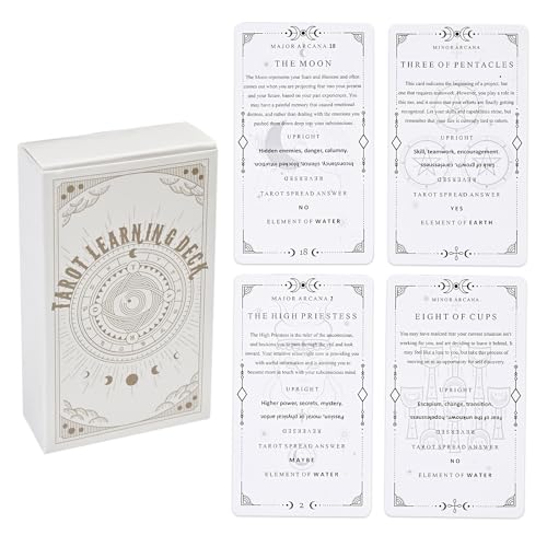 GINCEVHY 78 Clear Text Pattern Tarot Cards, Classic Tarot Learning Deck Fortune Telling Game with Meanings on Them for Beginner