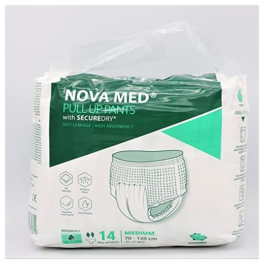 Novamed inkontinensdynor, vuxna pull-up byxor, vuxna blöjor - 14 byxor per förpackning (medium) - 1700 ml absorptionsförmåga