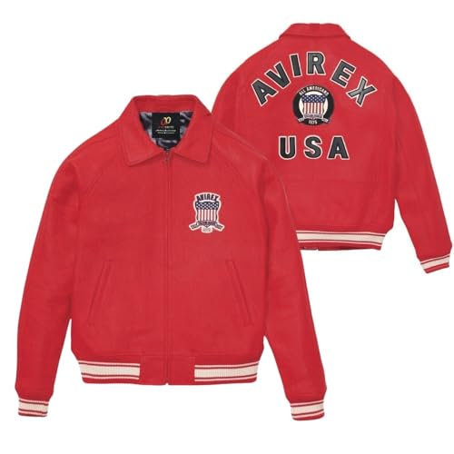 Men’s Red Avi Rex Military Leather Jacket| Aviator Motorcycle Bomber Jacket | Biker Genuine leather Jacket for Men