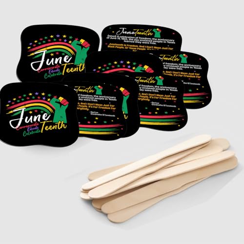 Image of Juneteenth Paper Hand Fan Freedom Day Fan Hand Celebrating Happy Juneteenth Day Classroom School African Afro American Festival Celebration Supplies June 19th