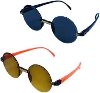 2 Pcs Kids Fashion Round Sunglasses For Boys And Girls For 2 to 10 Years Polarised Cooling Glasses For Boys Girls Photosho... Price In India
