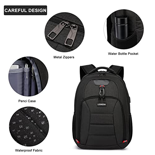 Laptop Backpack 15.6 Inch School Backpack For Teen Boys, Travel Backpack Large Water Resistant College Backpack Bookbag For Men Women With Usb Charging Port, Black #TOP4