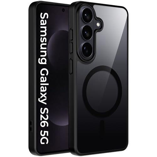 Image of A rtistque Clear Back Cover Case for Samsung Galaxy S26 5G | Mag-Safe| Acrylic | Shockproof TPU Protective Design | Samsung Galaxy S26 Back Cover Transparent - Black Bumper