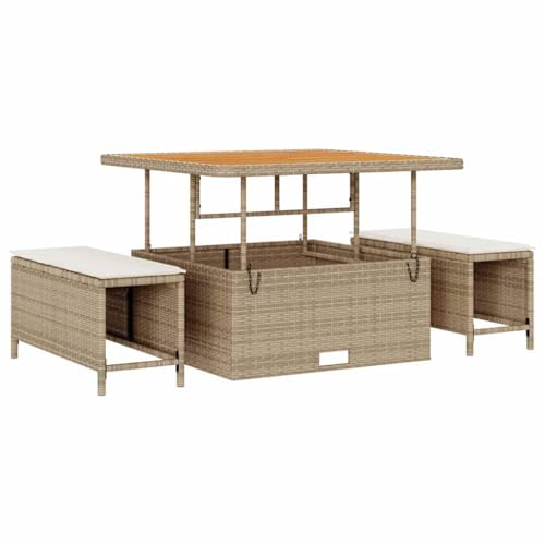 Vidaxl Set Di Divani Modulari Da Esterno Con Cuscini Beige E Crema In Rattan Per 6 Persone. Mobili Da Giardino Con Piedini Regolabili. Set Moderno Per Sedersi All'aperto E Godersi Momenti Insieme E - 9