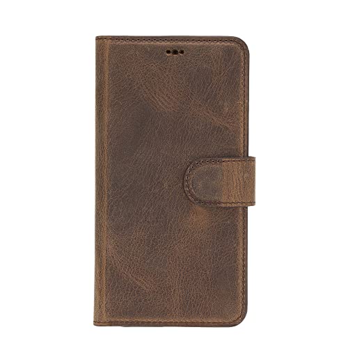 Hardiston Genuine Premium Leather Handmade Wallet Case For Iphone 11 Pro 5.8'' - Detachable Magnetic Flip Cover With Card Holders - Horizontal Kickstand - Perfect Protection For All Edges (Brown) #TOP3
