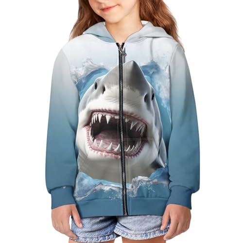 HUIACONG 3D Shark Shirt for Boys 8-10 Zip Up Hoodie for Kids Jacket Full Zipper Hoodies Long Sleeve Sweatshirts Girls Cool Pullover Sweate Hooded Top4