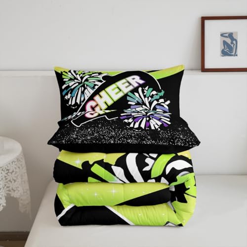 Image of Feelyou Cheerleader Comforter Set Toddler Size Dreamy Girly Gymnastic Sports Comforter for Kids Boys Girls Gymnastics Lovers Bedding Set Cheer Sports Duvet Set Room Decor Quilt