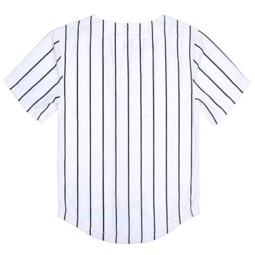 Babyhealthy FBAZF-FQ03050-WHITE-14T Kids Baseball Jersey Toddler Jersey Button Down Shirt Plain Stripe Hip Hop Jersey thumb #1