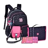 Kit Mochila de Costas e Estojo Fichário RB Rebec Bonbon Urban Mix Escolar Trabalho Faculdade Preto