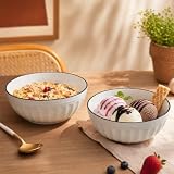 TuYines Ceramiczne miski deserowe, miska śniadaniowa, ceramiczna biała miska, 700 ml, idealne do lodów, zupy, makaronu, sałatki, makaronu (D)