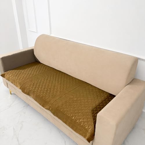Image of Homerz Premium Petal Charm Sofa Cover | Embossed Floral Pattern | Soft Touch, Anti-Dust & Easy Wash Fabric Cloth, Washable and Durable (Mustard, 7(3+2+2) Seater, Only Seat Cover)