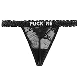 Eoribag Women's Personalized Sexy Lace Thongs with Funny Rhinestone Letters, Custom Name Underwear Panties for Couples，Christmas & Valentine's Day Gift，Black