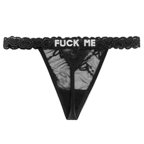 Image of Women's Personalized Thongs with Funny Rhinestone Letters, Custom Name Underwear Panties for Couples