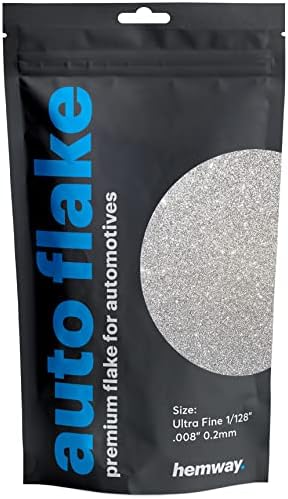 Hemway Auto Metal Flake Premium Glitter Paint Additive for Cars, Bikes, Automotives, Spray Painting, Epoxy Resin & DIY 100g / 3.5oz - Ultrafine (1/128" 0.008" 0.2mm) - Silver