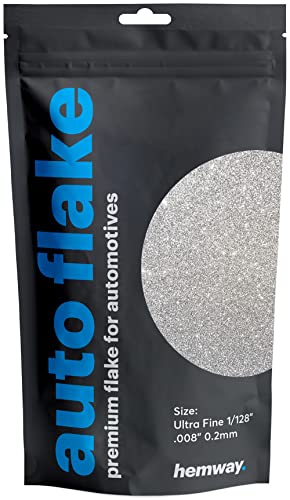 Hemway Auto Metal Flake Premium Glitter Paint Additive For Cars, Bikes, Automotives, Spray Painting, Epoxy Resin & Diy 100G / 3.5Oz - Ultrafine (1/128" 0.008" 0.2Mm) - Silver #TOP28