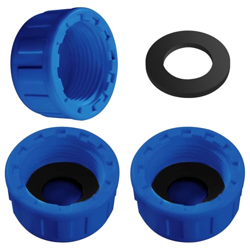 Lyeteung 3 Stücke Blaue PVC-Gewindekappe mit Dichtung