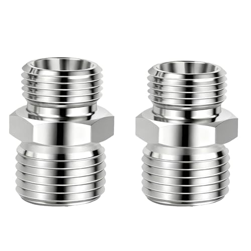 2 Pieces M14 to M16 Stainless Steel Accessory Adapter, Mini Excavator Hydraulic Hose Thread Connector, Suitable for AGT, FF Industries, VICSEC, Miva, Machpro, TPM