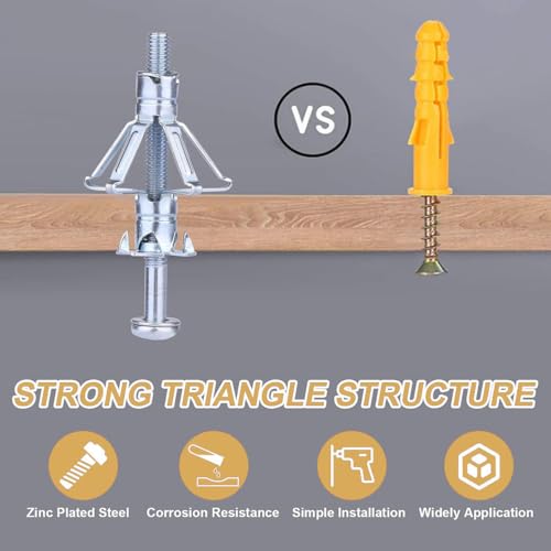 image for YZTONGPAO 30 pcs Molly Bolts, Metal Drywall Anchors, Heavy Duty Zinc P