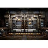 YongFoto 2,8m Nave espacial Fondos para fotografía Puerta de nave espacial oxidada Interior del acorazado mecánico Fondo para fanáticos de la ciencia ficción Fiesta temática cibernética Niños Foto