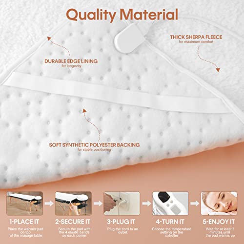 Winztsi Massage Table Warmer Heating Pad Professional Spa Massage Bed Warmer With 5 Heated Settings Overheat Protection, 12 Ft Cord #TOP3