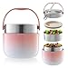 BUCOMTU Recipiente Térmico para Alimentos 1200 ml Termo Comida Caliente Adulto con Cuchara Plegable Fiambrera Termica Para Guardar Comidas,Almuerzos,Gachas,Sopas (Rosa)