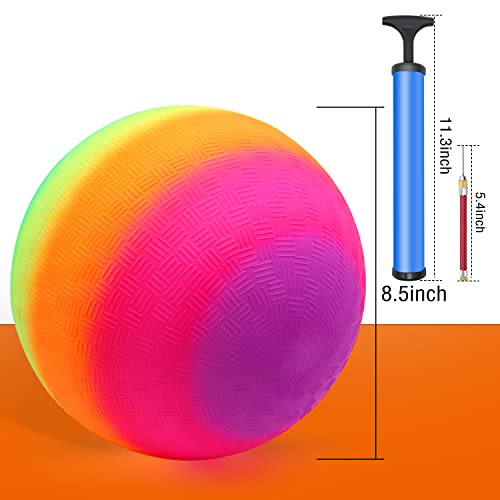 Zantrech Playground Balls Kickballs, 8.5 Inch Rainbow Playground Kick Ball Set For Kids And Adults, Dodgeball Kickballs Handball For Schoolyard Games With Hand Pump（6 Pack） #TOP1