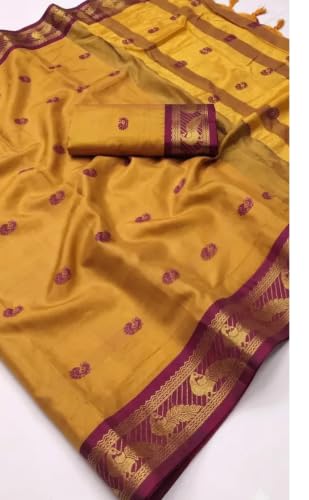 Generic mustard handloom silk saree – image 3