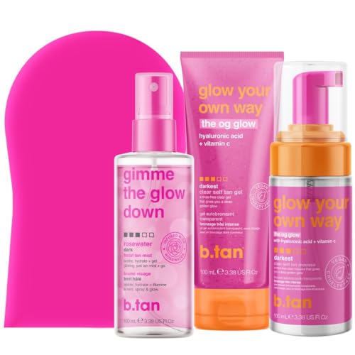 image for b.tan Clear Self Tanning Gel Travel Size Kit | Glow Your Own Way Gift 