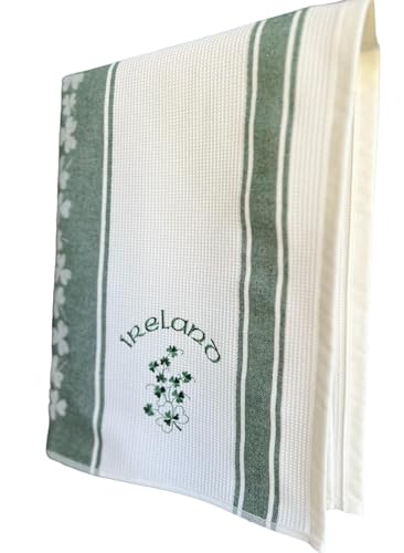 Samuel Lamont Bespoke Embroidered Waffle Towel Shamrock and