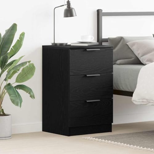 Mesitas de noche en roble negro de 40x65x65 cm con acabado sofisticado en madera selecta 2