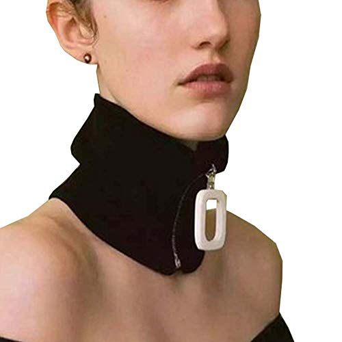 YEKEYI Detachable Knitted Fake Collar High Collars Lapel Wrap Zipper Choker Collar for Women
