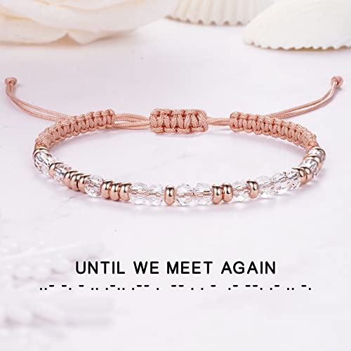 Btysun Morse Code Bracelets for Women Christmas Gift Stocking Stuffers for Teens Pink Braided Bracelets Inspirational Best Friend Birthday Gifts for Her High School Graduation Gifts for Her 2025 Mom Bracelet Jewelry