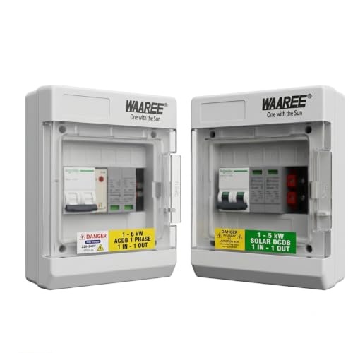 Image of WAAREE 1-6 kW ACDB & DCDB (1 In - 1 Out) Single Phase || Combo || 12 Month Performance Warranty || IP65 Polycarbonate ABS Enclosure MCB & Surge Protection Device