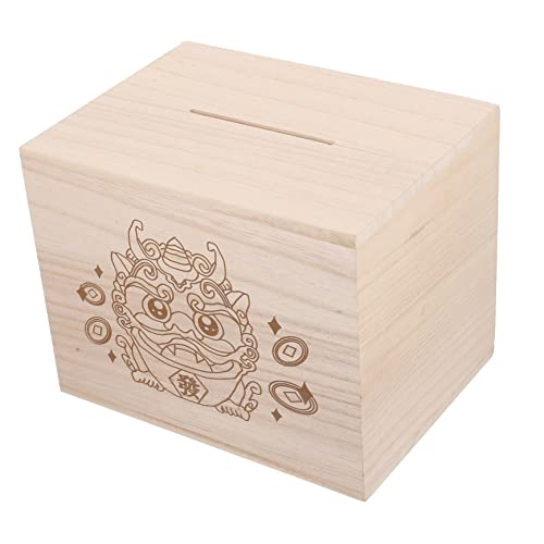 BESTonZON Tirelire Bois Caisse De Rangement Seule pour Garçon Fille Boîte à Économies Stable Et Décorative pour Bureau Organisateur Vintage pour Monnaie